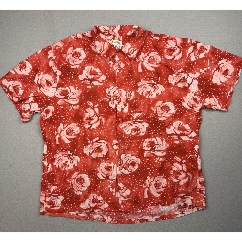 Vintage Jams World Womens XL Floating Rose Made In Hawaii Button Up Shirt